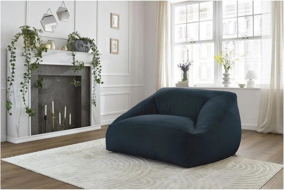 Тъмносин пуф от изкуствен косъм Lilibet – Bobochic Paris