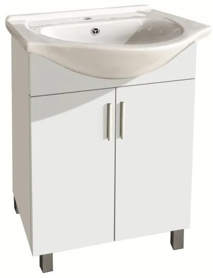 Долен шкаф за баня ICP 5535, PVC, бял, с умивалник, 55x42x85см