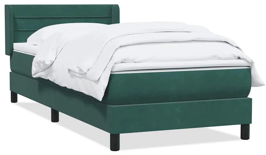 3318180 vidaXL Box Spring легло с матрак Тъмнозелено 80x210 cm Кадифе