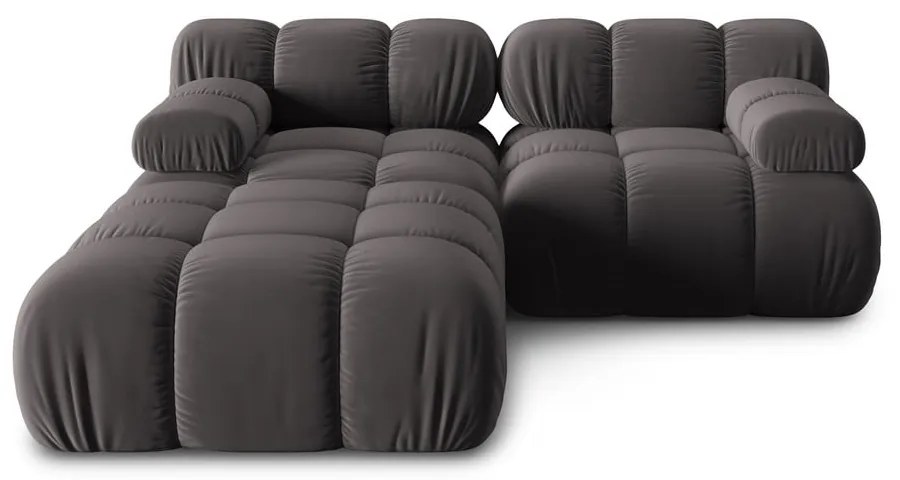 Тъмносив ъглов диван от кадифе Bellis - Micadoni Home