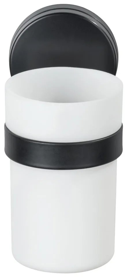 Черно-бяла стенна чаша Static-Loc® Plus за четки за зъби - Wenko