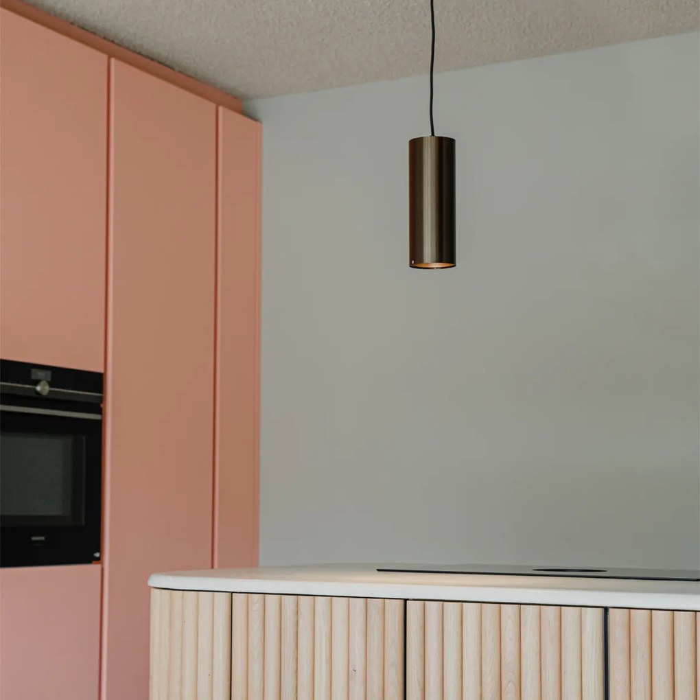 Дизайнерска висяща лампа тъмен бронз GU10 50mm - Tubo