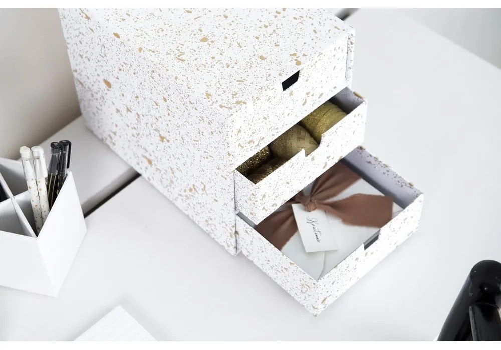 Кутия за чекмеджета с 3 чекмеджета в златисто и бяло Ingrid - Bigso Box of Sweden