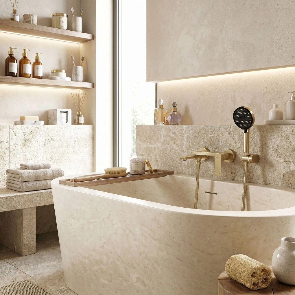 Смесител за вана PREMIUM REA Prime Gold Brush