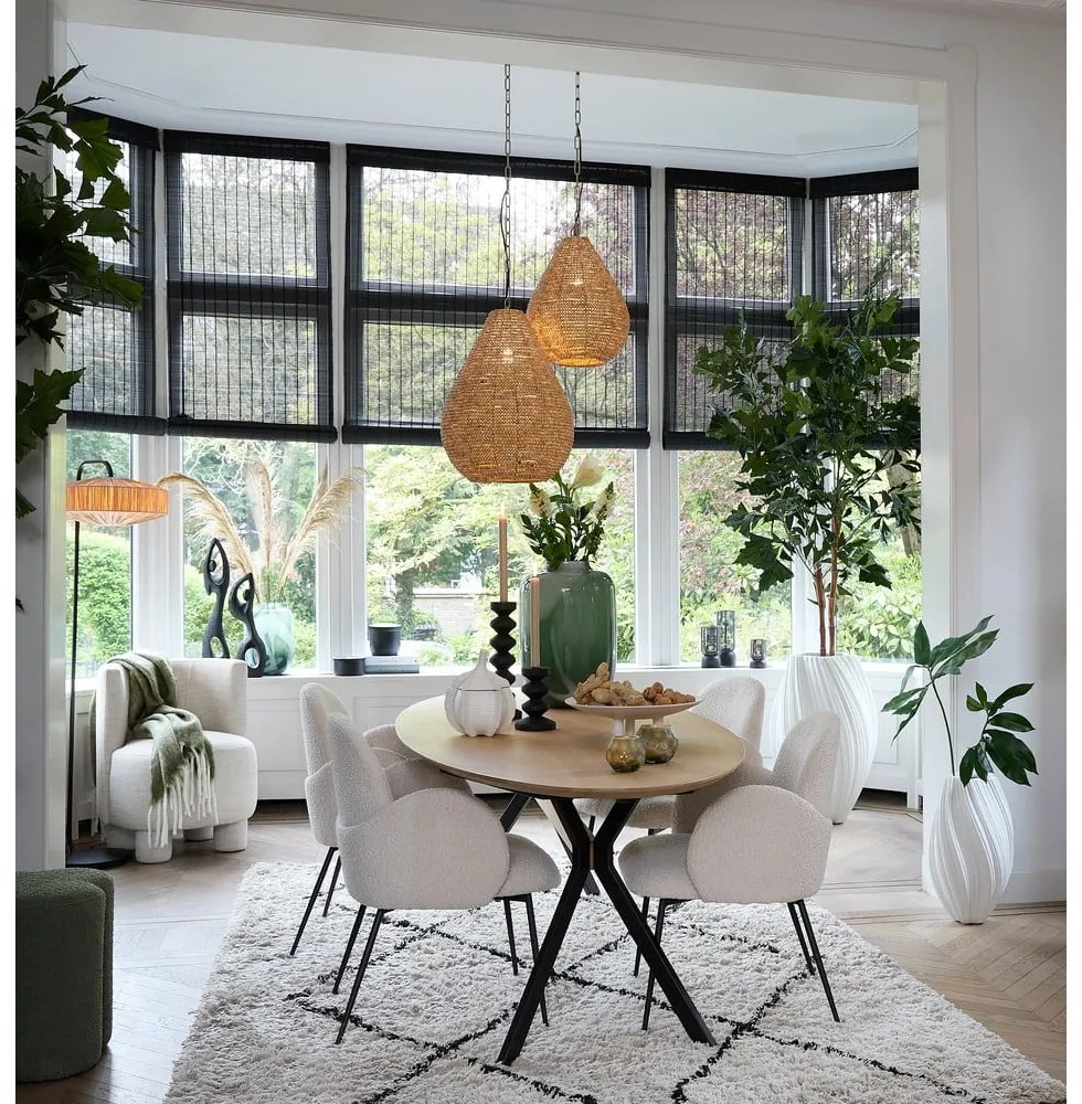 Висящо осветително тяло в естествен цвят с дървен абажур ø 31 cm Kabinda – Light &amp; Living