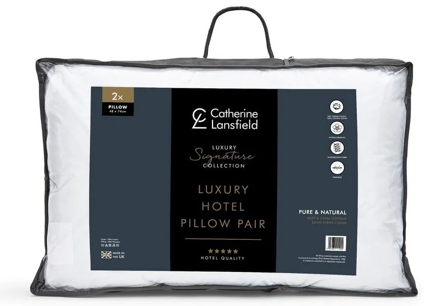 Пълнеж за възглавница 2 бр. 48x74 cm Hotel Satin Stripe – Catherine Lansfield