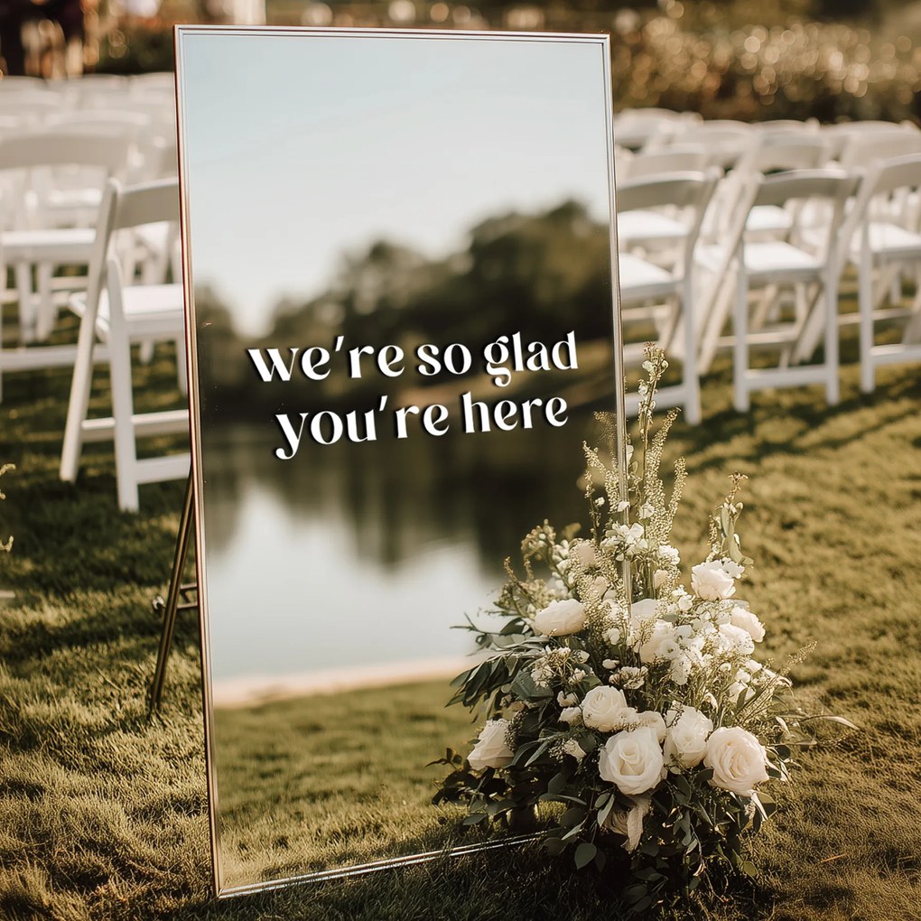 Стикер за огледало S43 – We're so glad you're here 69x24