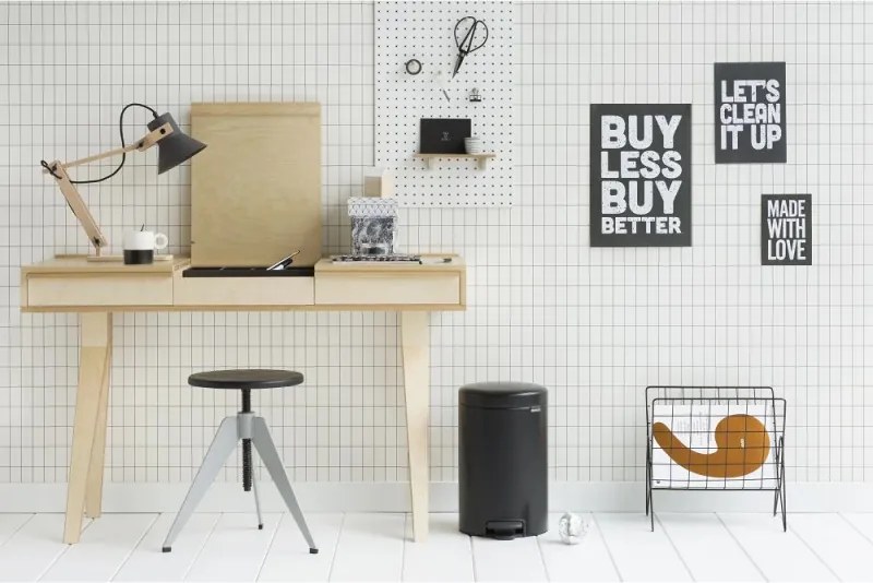 Кош за боклук с педал Brabantia NewIcon 649029, 12 л, Плавно затваряне, Противоплъзгаща основа, Черен