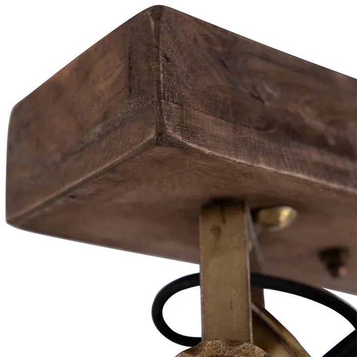 Таванна лампа бронз 2-светлина с дърво - Mangoes