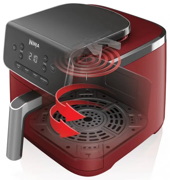 Фритюрник с горещ въздух Ninja AF140EUCM PRO, 1750W, 4.7 л, 40-240C, 4 програми, Таймер, AirCrisp, Незалепващо покритие, Бордо
