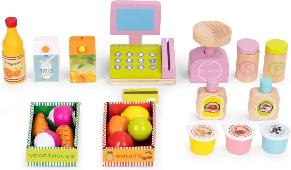Дървена детска сергия - магазин за зеленчуци и плодове