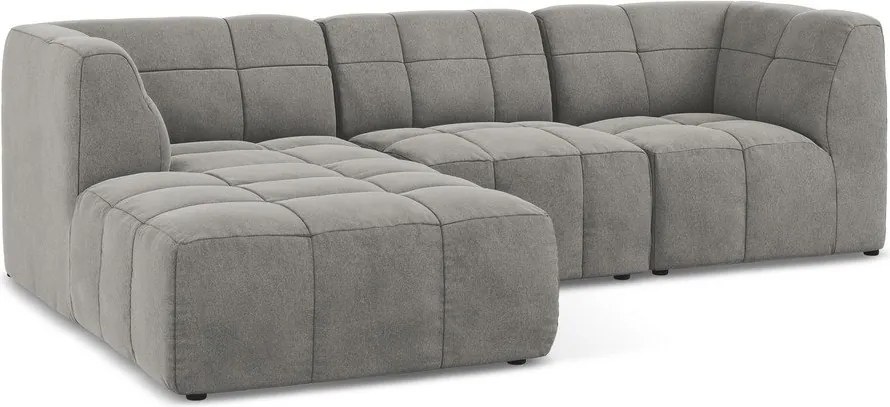 Сив кадифен ъглов диван (ляв ъгъл) Aloha – Makamii