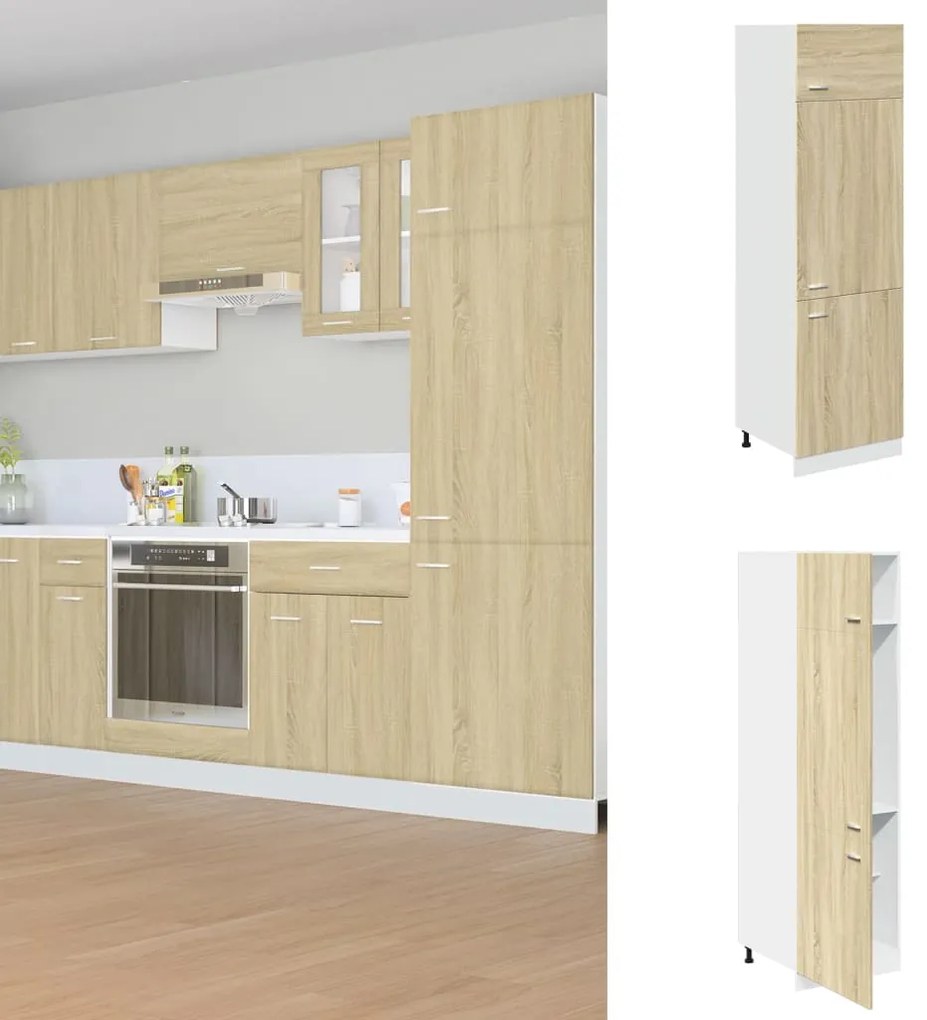 849626 vidaXL Хладилник "Lyon" дъб сонома 60x57x207 см, инженерно дърво