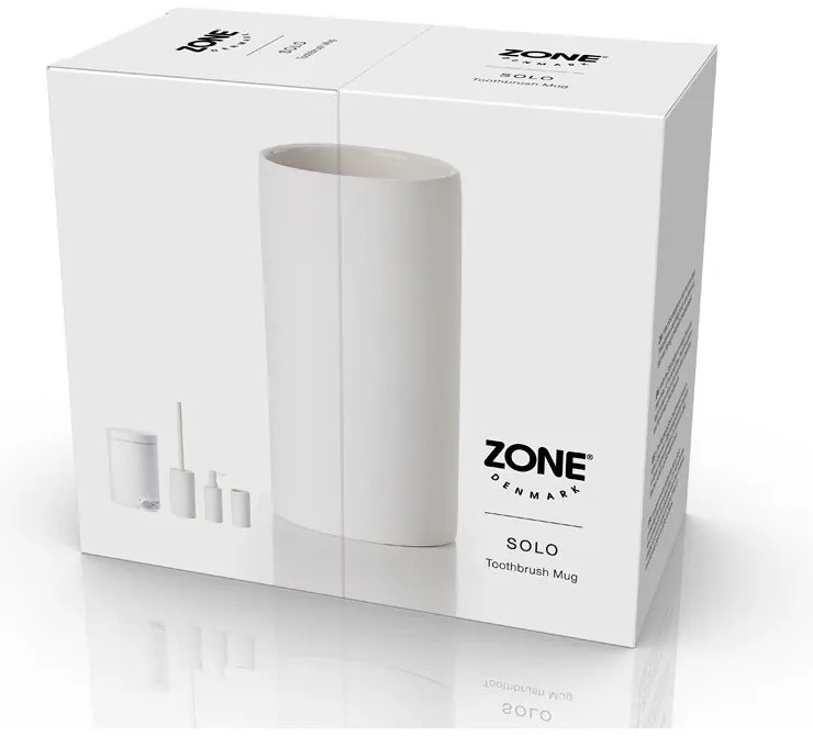 Бяла порцеланова чаша за четки за зъби Solo - Zone