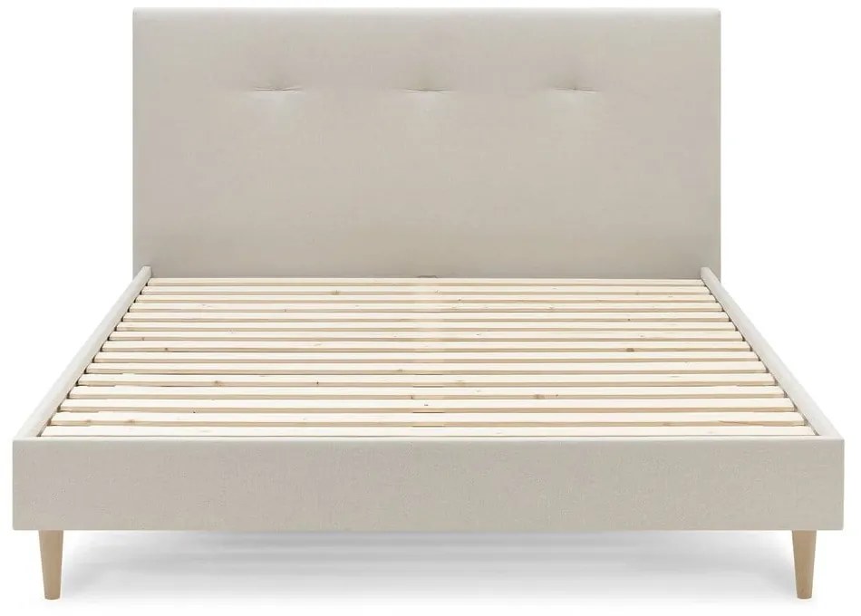 Бежово тапицирано двойно легло с решетка 160x200 cm Tory - Bobochic Paris