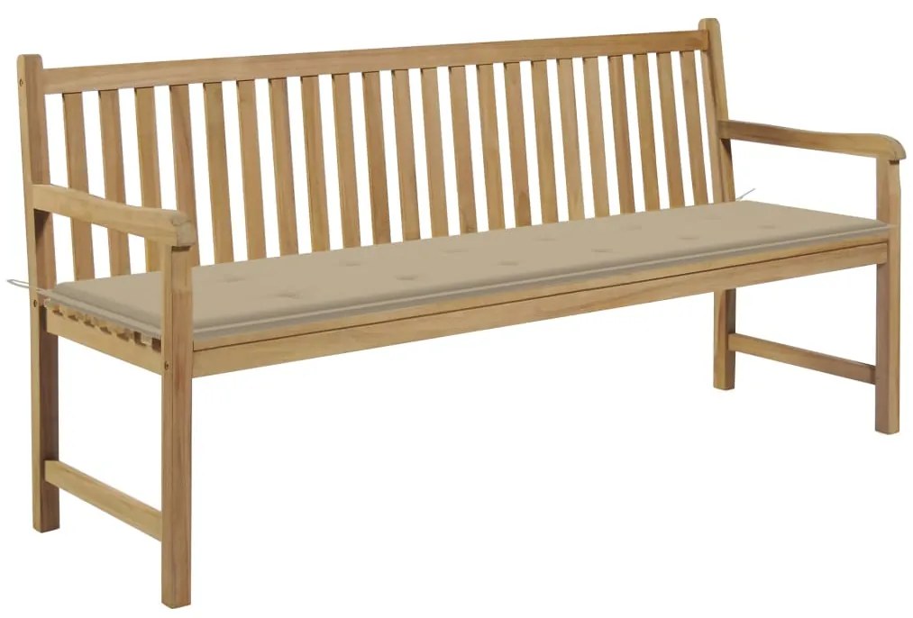 3062787 vidaXL Градинска пейка с бежово шалте, 175 см, тик масив