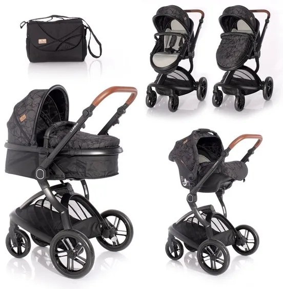 Бебешка комбинирана количка LUMINA SET LORELLI - Black