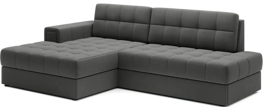 Кафяво-сив кадифен сгъваем ъглов диван (ляв ъгъл) Blezalt – ELTAP