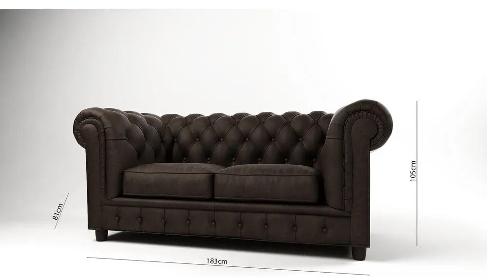 Тъмнокафяв диван от кадифе 184 cm Cambridge - Ropez