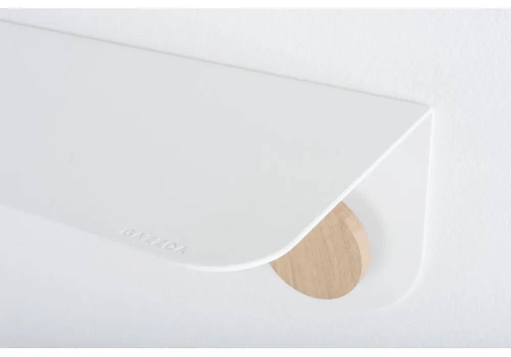 Стенен рафт от бяла стомана с детайли от дъбово дърво с 2 куки , дължина 70 см Hook - Gazzda