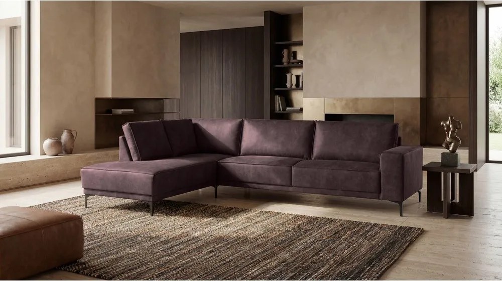 Кафяв ъглов диван от изкуствена кожа (ляв ъгъл) Copenhagen - Scandic