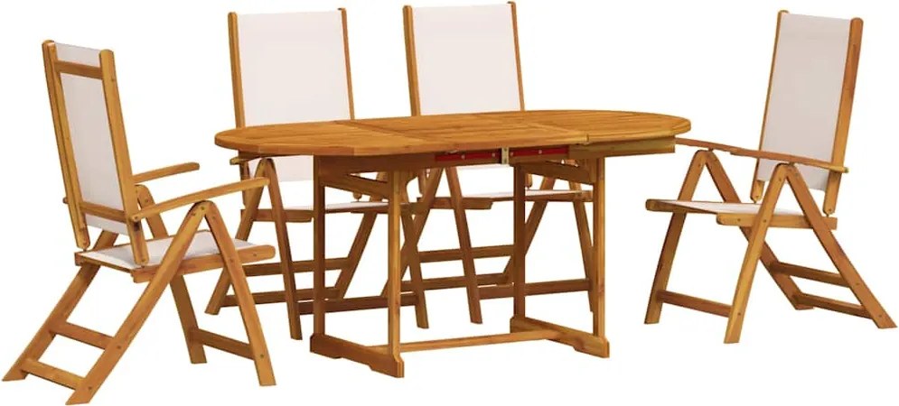 3279280 vidaXL Градински трапезен комплект, 5 части, акация масив и textilene