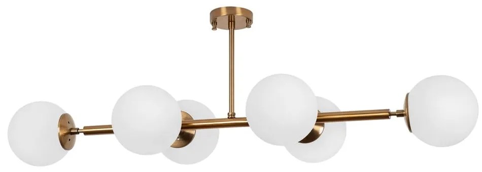 Бяло и златисто осветително тяло за таван със стъклен абажур 40x110 cm Fazli – Opviq lights