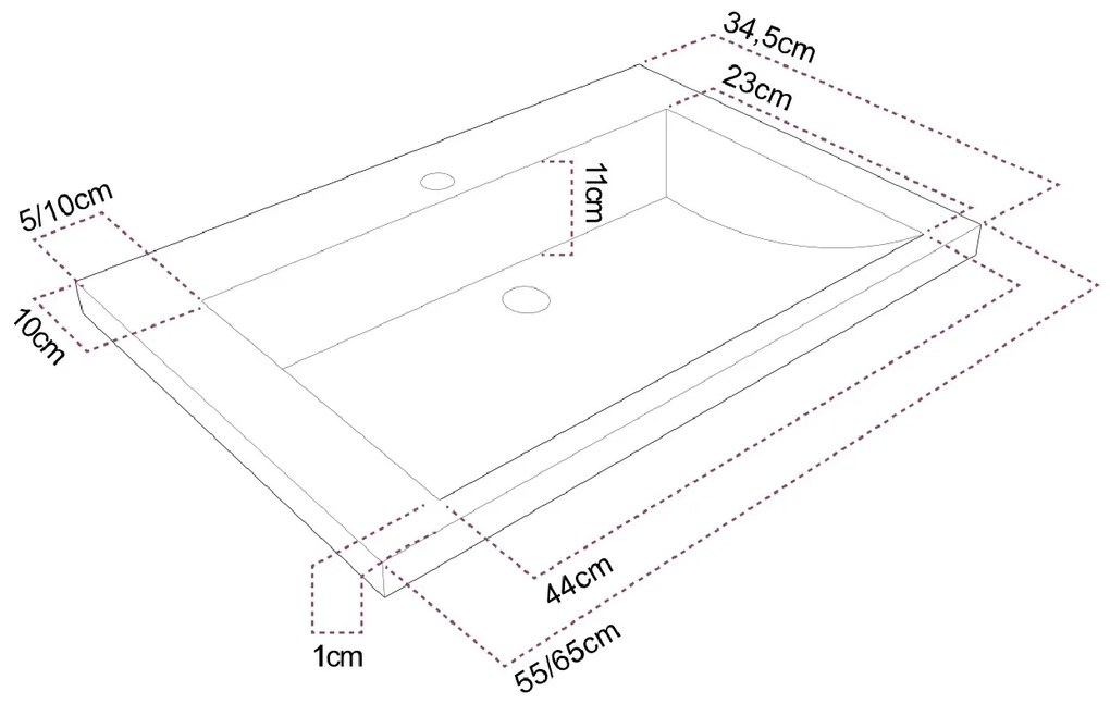 мивка Sanitec Lido-Metallic Space-Дължина 65 см.