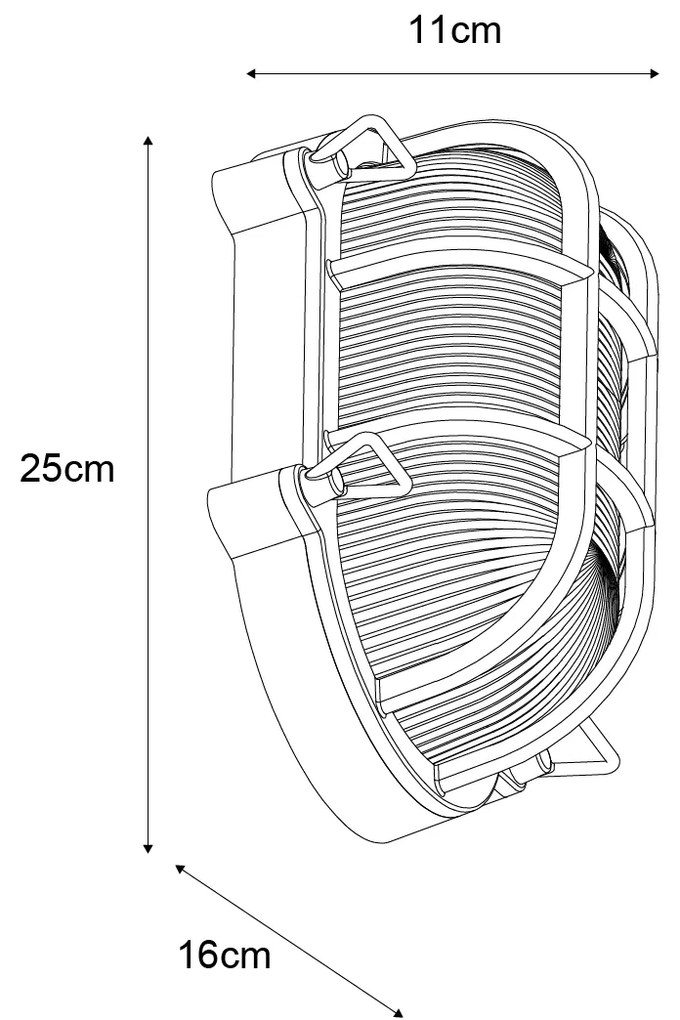 Външна стенна лампа сребриста овална IP44 - Noutica