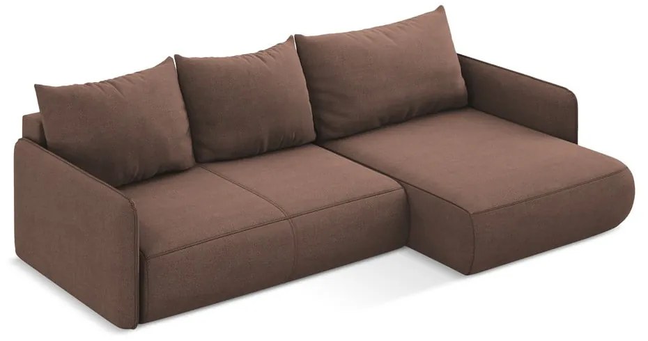 Розов разтегателен ъглов диван с място за съхранение (десен ъгъл) Nanea – Makamii