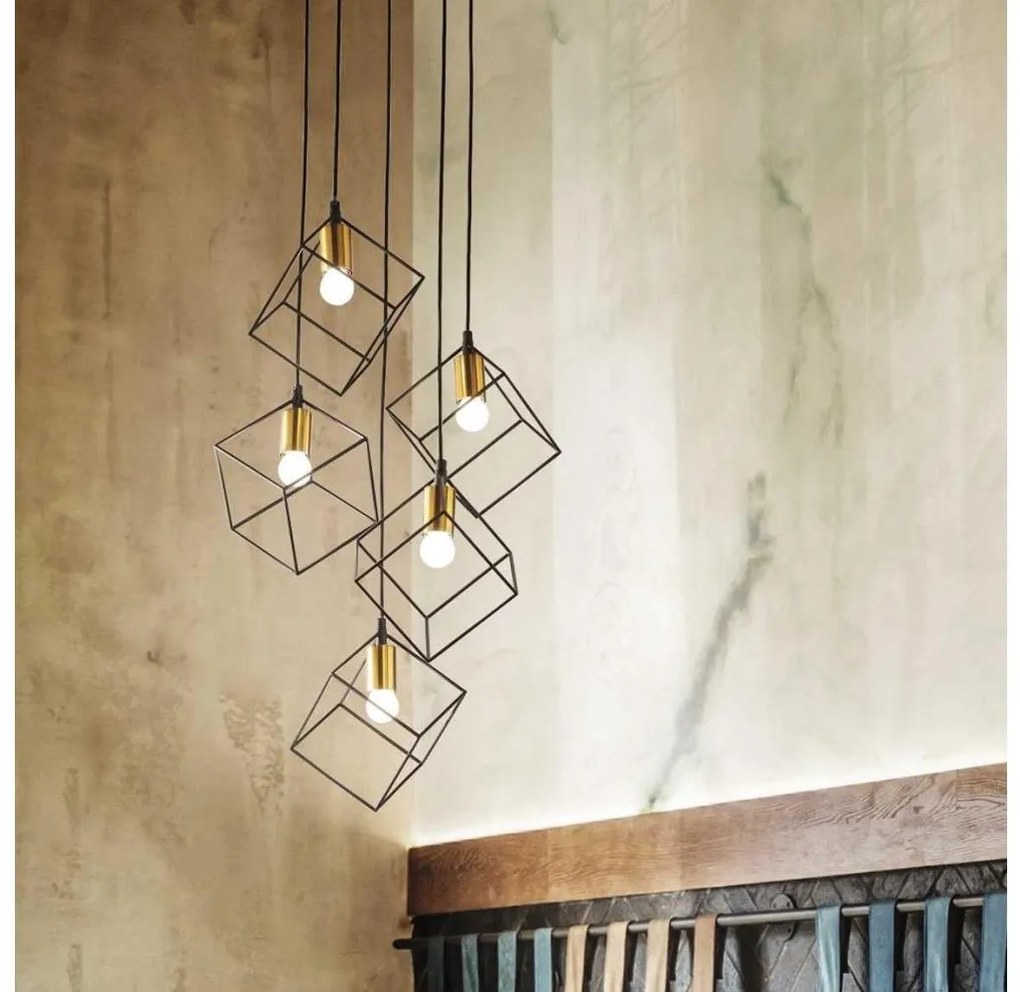 Ideal Lux - Пендел ICE 5xE27/60W/230V Ø 50 см черен