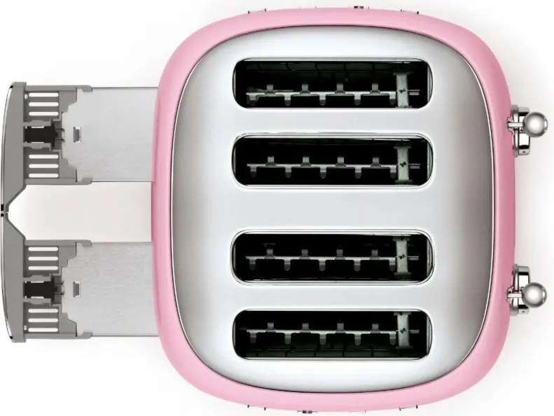Тостер за хляб SMEG 50's Style TSF03PKEU, 2000W, 4 филии, 6 нива, Тавичка за трохи, Вграден кабел, Неръждаема стомана, Розов