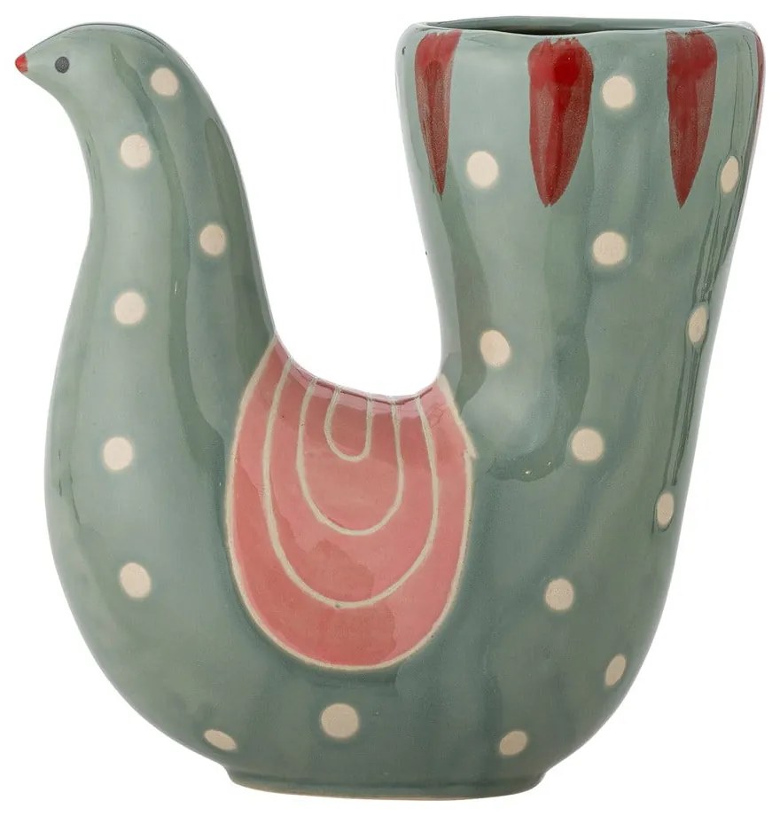 Зелена глинена ръчно рисувана ваза (височина 19 cm) Trudy – Bloomingville