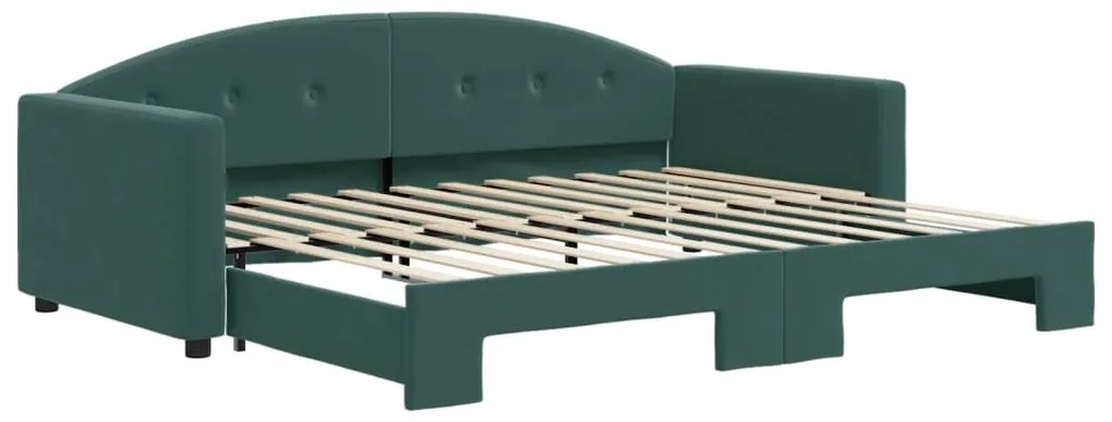 3197303 vidaXL Канапе с изтеглящо легло тъмнозелено 90x200 см кадифе