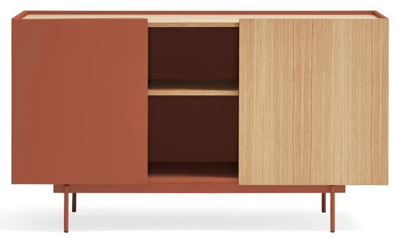 Нисък скрин в цвят тухла и естествен дъб 130x78 cm Otto - Teulat