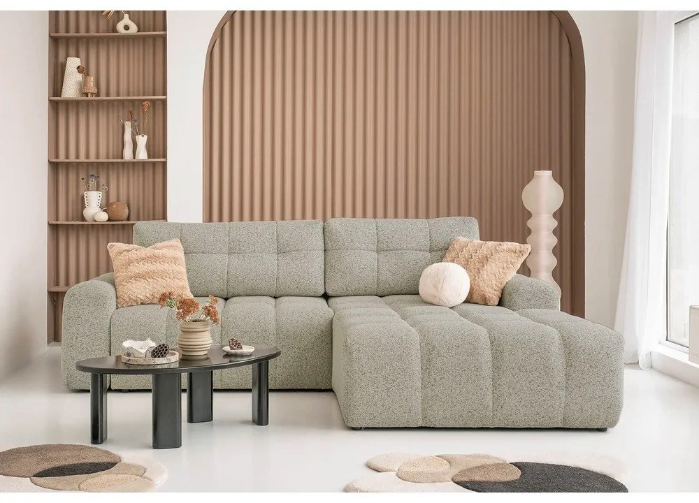 Светлокафяв разтегателен модулен ъглов диван с място за съхранение (десен ъгъл) Lulu – Miuform