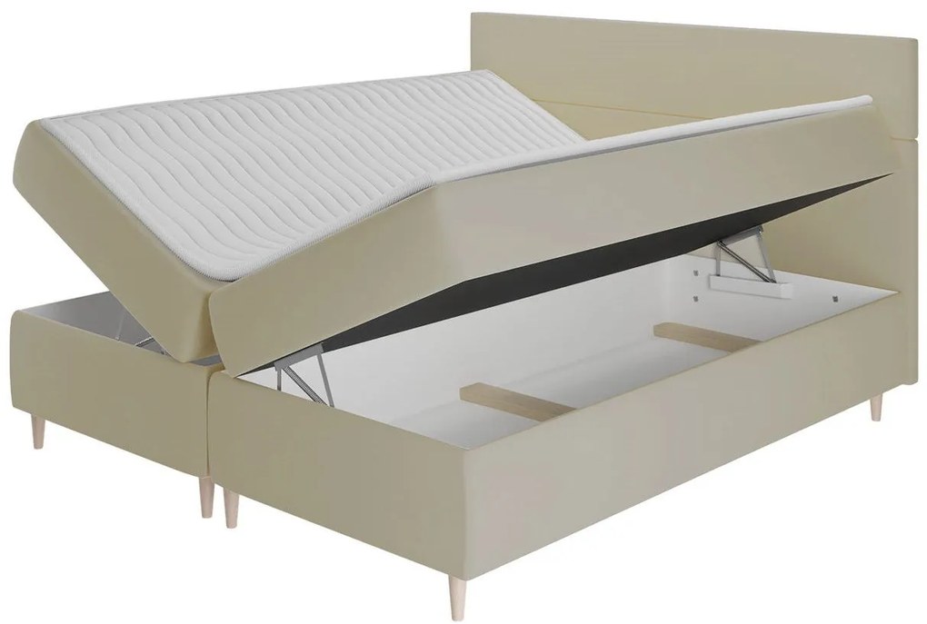 Тапицирано легло Flo с матрак и топ матрак-Prasino-180 x 200