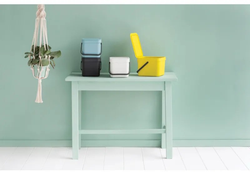 Кош за разделно събиране на боклук Brabantia Sort&Go 648974, 6 л, Дръжка, Възможност за стенен монтаж, Тъмносив