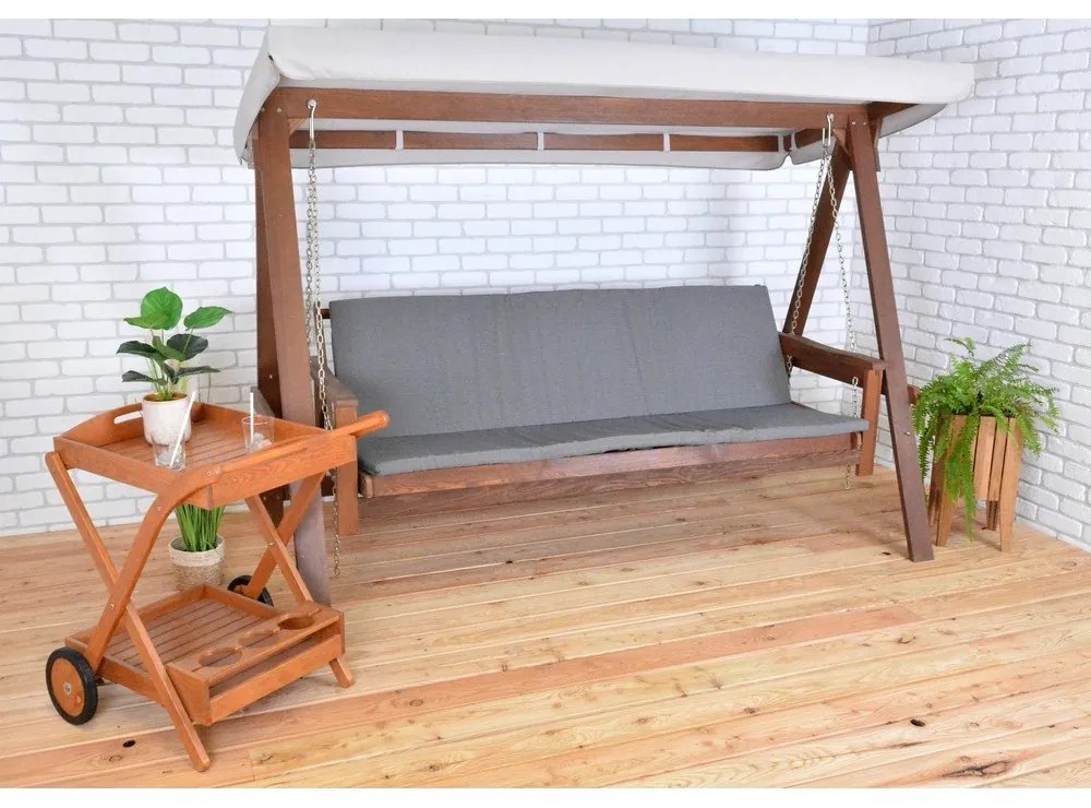 Градинска люлка от масивно дърво в сив и кафяв цвят Adelaida – Rojaplast