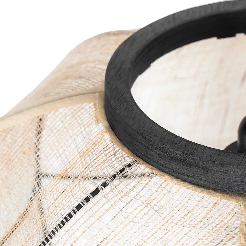 Ориенталска висяща лампа кафяв плат 48 см - Rob