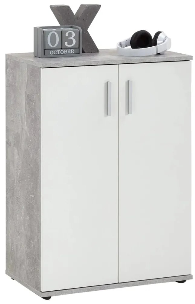 428684 FMD Шкаф ракла с 2 врати, бяло и сиво