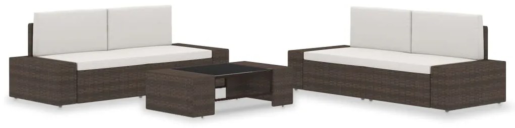 3054587 vidaXL Градински комплект, 5 части, кафяв полиратан