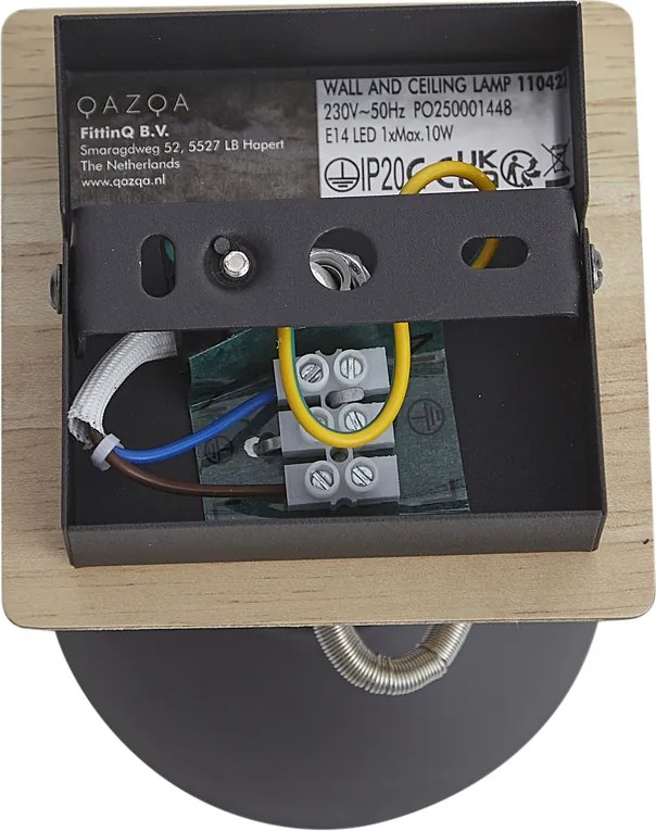 Индустриален прожектор черен с дърво, въртящ се и накланящ се - Jakub