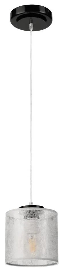 Полилей на кабел ROSA 1xE27/60W/230V черен/сив