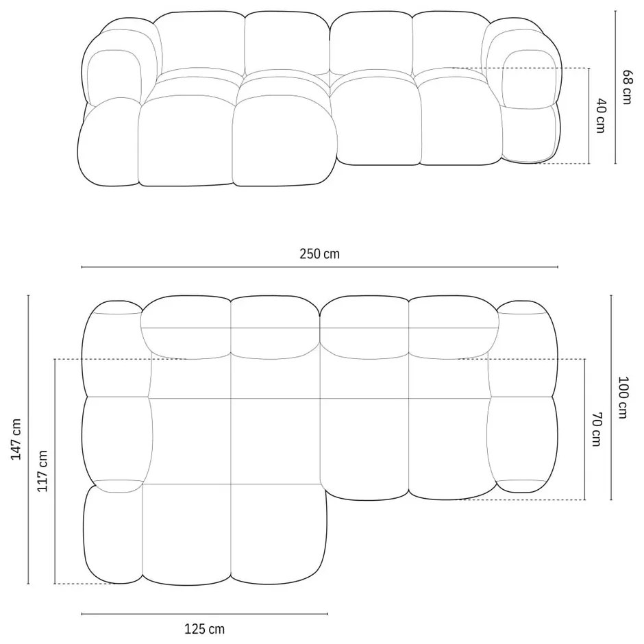 Тъмносин кадифен ъглов диван (ляв ъгъл) Loretto – Cosmopolitan Design