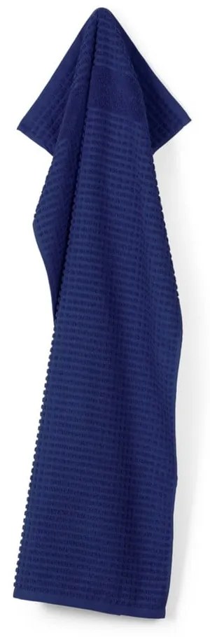 Тъмносиня кърпа от органичен памук от тери 50x100 cm Check – JUNA