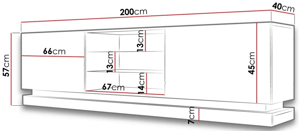 TV шкаф Qiu-Дължина: 160 cm-black