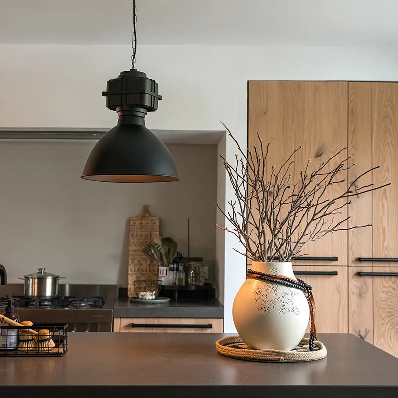 Индустриално висящо осветително тяло матово черно - Sicko