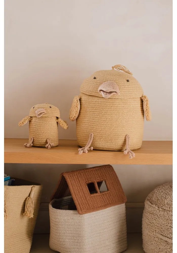 Жълта текстилна детска кошница за играчки ø 13x15 cm Mini Charlie the Chicken – Lorena Canals