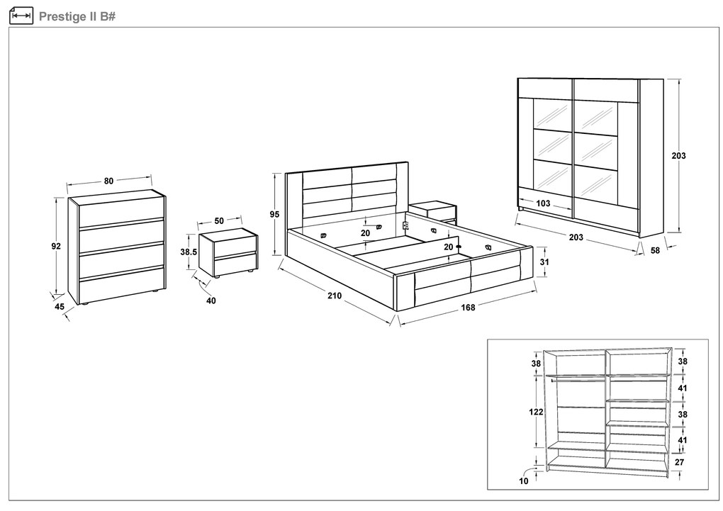Спален комплект 160/200 Престиж + матрак